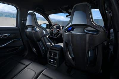 BMW M3 Limousine Innenansicht von Rückbank auf Cockpit